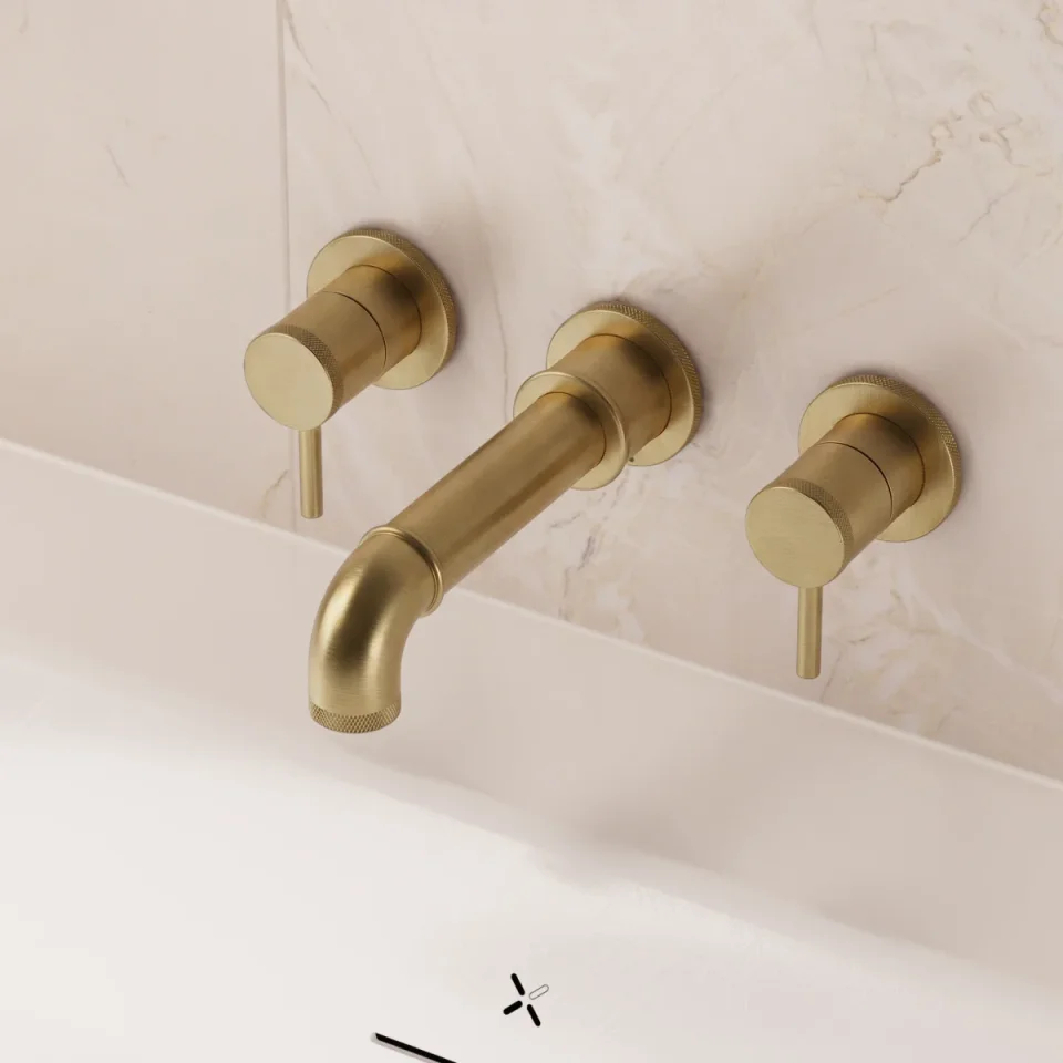 Crosswater MPRO Industrial Bath Spout Wall Mounted Brushed Brass Unlaquered detail view - Image 4