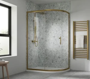 Artesan Hapi6 V2 1000 X 800mm Single Door Offset Quadrant - Brushed Brass