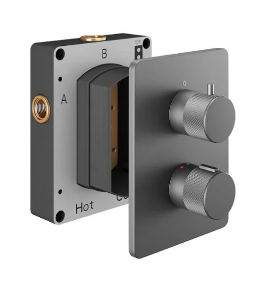 Abacus Ez Box 2.0 Thermostatic Shower Valve 1 Way Matt Anthracite Iso Pro Handles