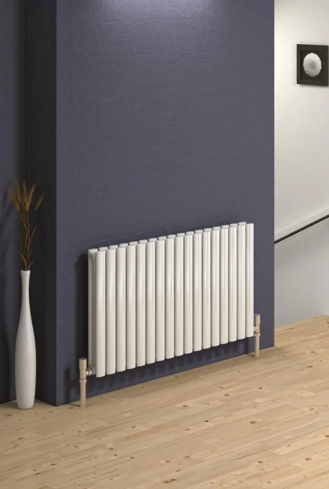 Reina Neva Designer Radiator - 550 X 590 Double White detail view - Image 2