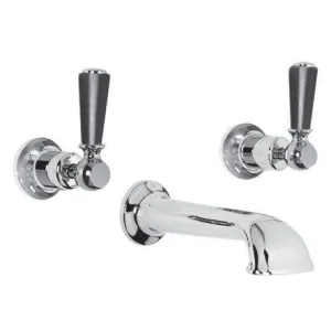 Lefroy Brooks Classic Black Lever Conc 3h Bath Filler - Nickel