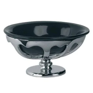 Lefroy Brooks Classic Free Standing Black China Soap Dish & Holder - Chrome