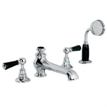 Lefroy Brooks Classic Black Lever D/m 4h Bath Set - Antique Gold product image - Image 1