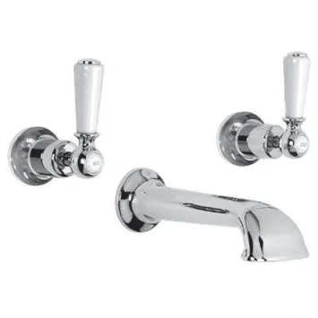 Lefroy Brooks Classic White Lever Conc 3h Bath Filler - Antique Gold product image - Image 1