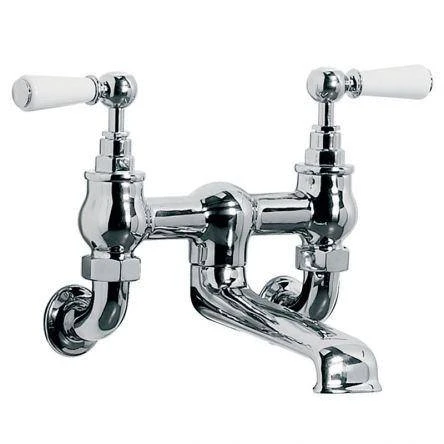 Lefroy Brooks Classic White Lever W/m Bath Filler - Antique Gold