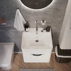 Saneux Hyde 50cm 1 Drawer Wall Mounted Unit - Matte White