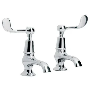 Lefroy Brooks Connaught Lever Basin Pillar Taps - Chrome
