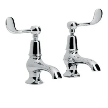 Lefroy Brooks Connaught Lever Bath Pillar Taps - Nickel product image - Image 1