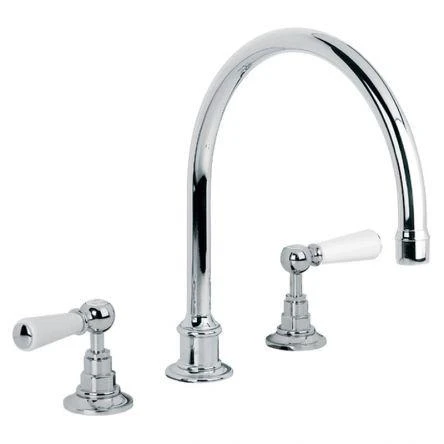 Lefroy Brooks Classic White Lever D/m 3h Kitchen Mixer - Antique Gold