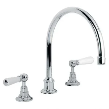 Lefroy Brooks Classic White Lever D/m 3h Kitchen Mixer - Antique Gold product image - Image 1