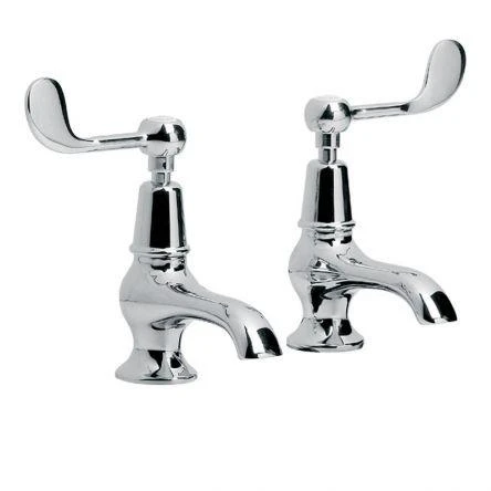 Lefroy Brooks Connaught Lever Bath Pillar Taps - Chrome