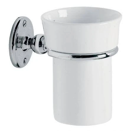 Lefroy Brooks Classic Edwardian China Mug & Holder - Chrome