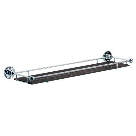 Lefroy Brooks Classic Edwardian Black Glass Shelf With Rail - Nickel