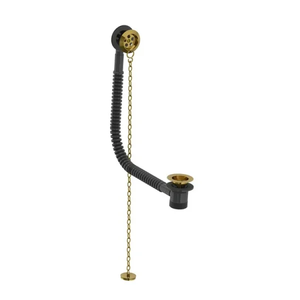 Lefroy Brooks Classic Stowaway Bath Waste & Overflow, Plug & Chain - Polished Brass product image - Image 1