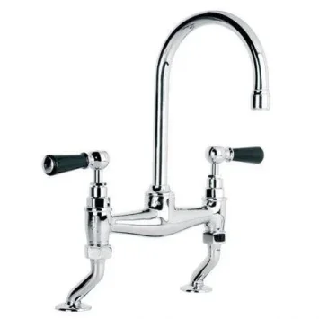Lefroy Brooks Classic Black Lever D/m Basin Bridge Mixer - Chrome product image - Image 1