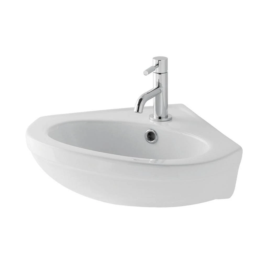 Eastbrook Dura Corner Basin 460mm 1th Inc Fixings White