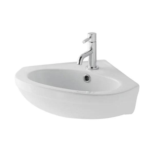 Eastbrook Dura Corner Basin 460mm 1th Inc Fixings White
