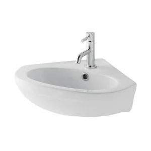 Eastbrook Dura Corner Basin 460mm 1th Inc Fixings White