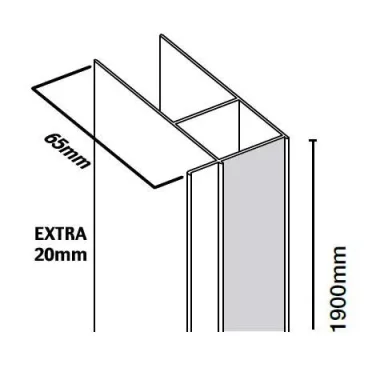 Merlyn 6 Series Extension Profile 20mm detail view - Image 1