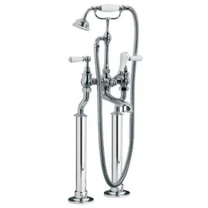 Lefroy Brooks Classic White Lever Bsm With Standpipe Sleeves - Chrome