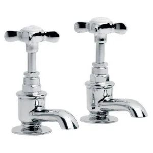 Lefroy Brooks Classic Basin Pillar Taps - Antique Gold