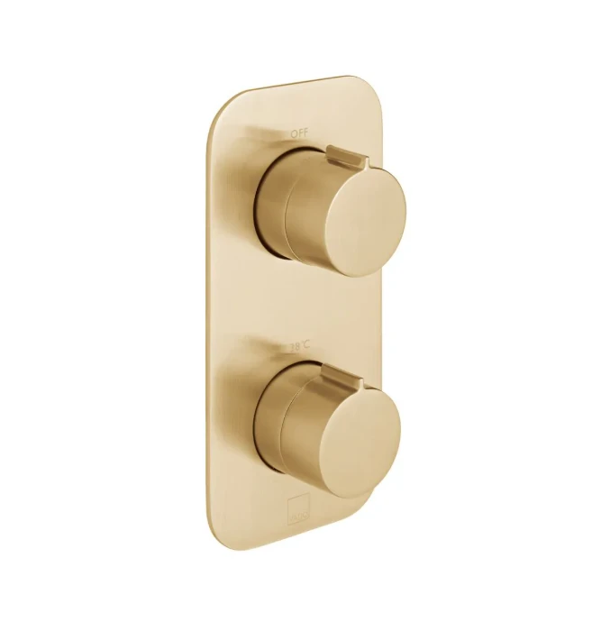 Vado Individual Tablet Altitude Vertical Concealed 1 Outlet, 2 Handle Thermostatic Valve Brushed Gold