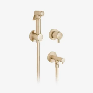 Vado Individual Shattaf Kit With Concealed Thermostatic Mixing Valve And Angle Valve Brushed Gold