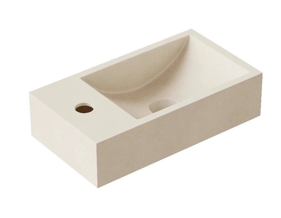 hib. Entero Concrete Rectangle Vessel Basin - Soft Beige