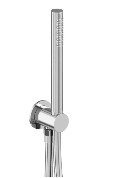 Vado Safari Single Function Mini Shower Kit With Integrated Outlet + Optional Wall Shroud. Supplied With 6 L/min Flow Regulator Chrome