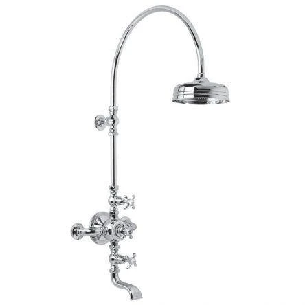 Lefroy Brooks La Chapelle Exp Thermo Valve, Riser, 8" Rose & Bath - Antique Gold