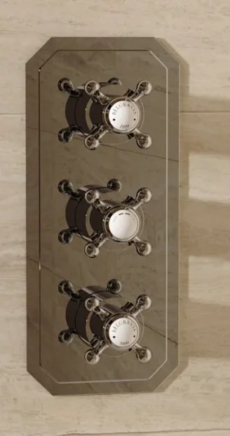 Belgravia Thermostatic Shower Valve Crosshead Portait 3 Handle 2 way  product image - Image 1