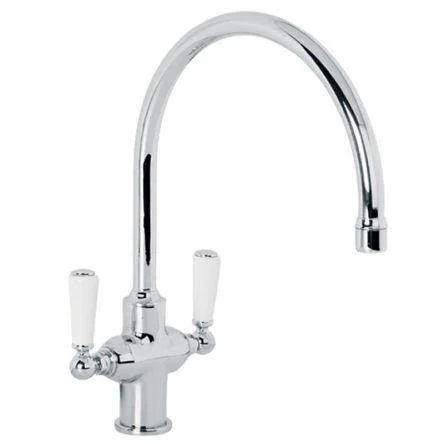 Lefroy Brooks Classic White Lever Kitchen Mono Mixer - Antique Gold
