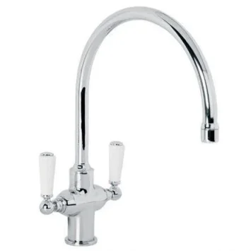 Lefroy Brooks Classic White Lever Kitchen Mono Mixer - Antique Gold product image - Image 1