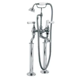 Lefroy Brooks Classic White Lever Bsm With Standpipes - Antique Gold