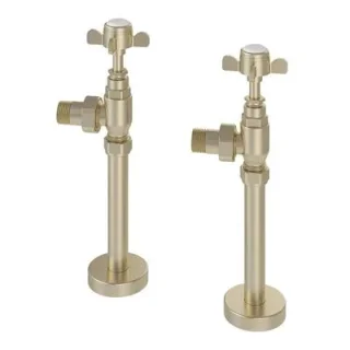 Eastbrook Pair Of Traditional Rad Valves + Tails Brushed Brass product image - Image 1