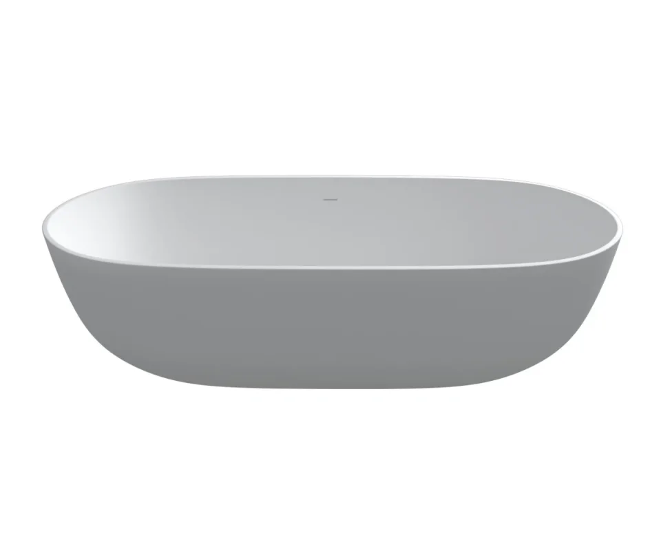 StoneKAST Pebble Mini Freestanding Bath 1500 x 760mm Matt White (Waste Included) product image - Image 1