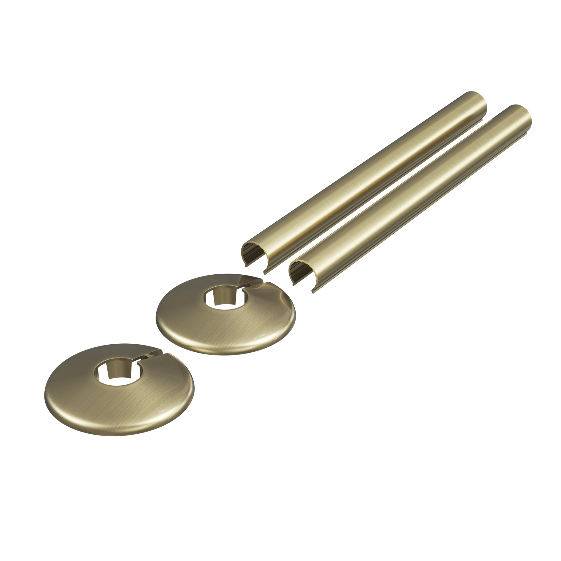 The Tunbridge Wells Brassware Co. Retro Fit Pipe Sleeve Set 200mm X 18mm - Brushed Brass