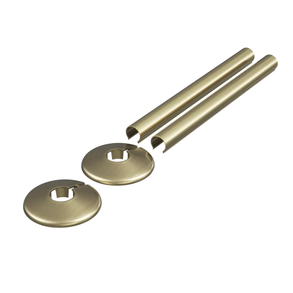 The Tunbridge Wells Brassware Co. Retro Fit Pipe Sleeve Set 200mm X 18mm - Brushed Brass