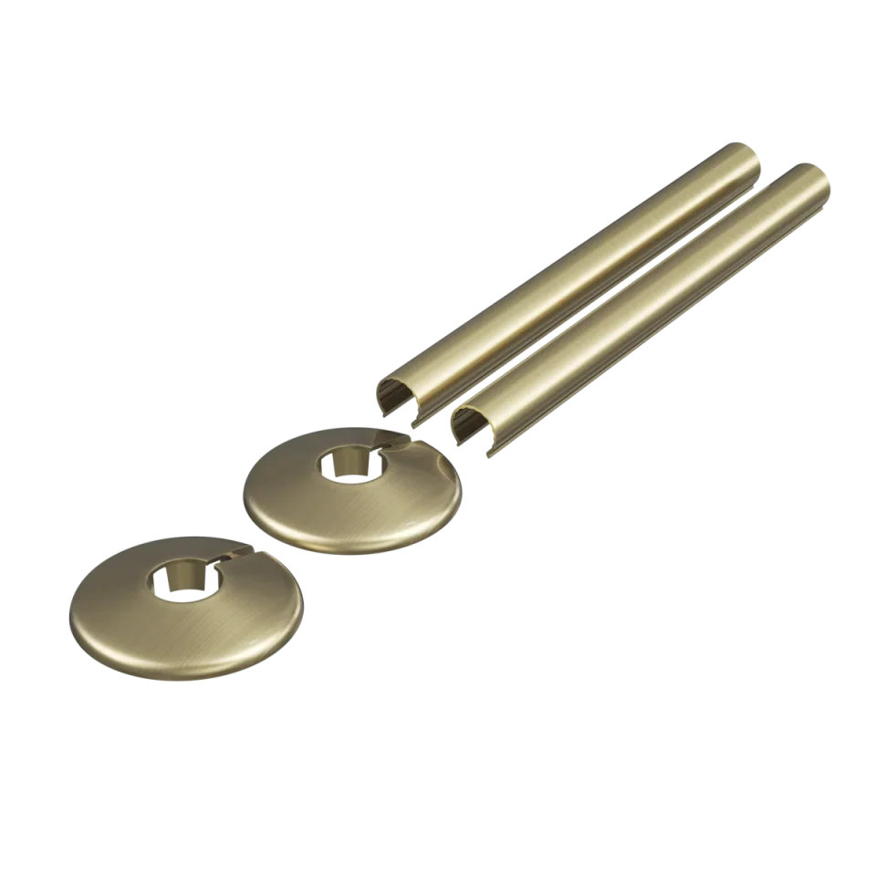 The Tunbridge Wells Brassware Co. Retro Fit Pipe Sleeve Set 200mm X 18mm - Brushed Brass product image - Image 1