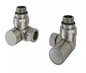 Corner Radiator Valves (pair) Brushed Nickel