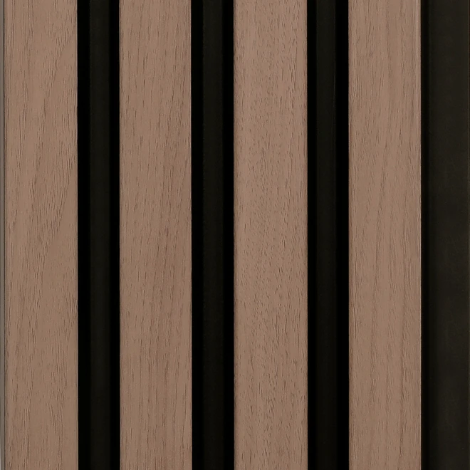 Abacus Slatwall Walnut And Black Wall Panel Pack 2400 X 170 X 19mm (Per Piece) (3 Pack) (1.2msq)