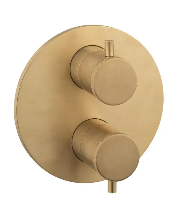 Crosswater Crossbox MPRO Industrial 1 Outlet Trim & Levers Brushed Brass Unlaquered detail view - Image 3