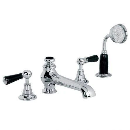 Lefroy Brooks Classic Black Lever D/m 4h Bath Set - Nickel