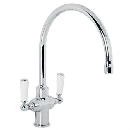 Lefroy Brooks Classic White Lever Kitchen Mono Mixer - Chrome