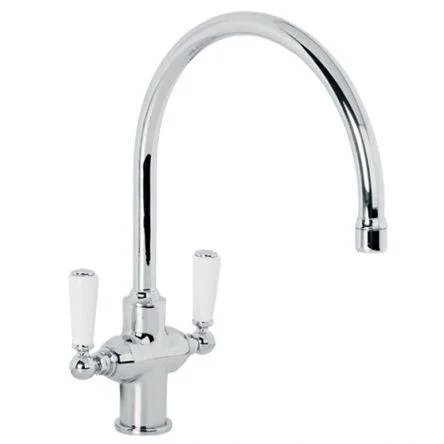 Lefroy Brooks Classic White Lever Kitchen Mono Mixer - Chrome