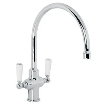 Lefroy Brooks Classic White Lever Kitchen Mono Mixer - Chrome product image - Image 1