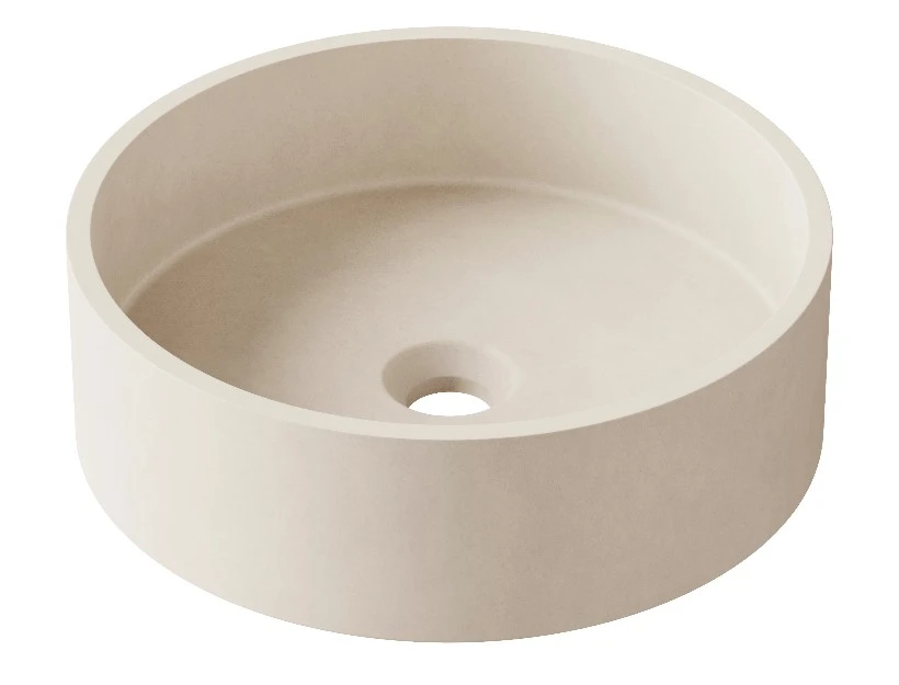 Entero Concrete Vessel Basin - Soft Beige Round 36cm 