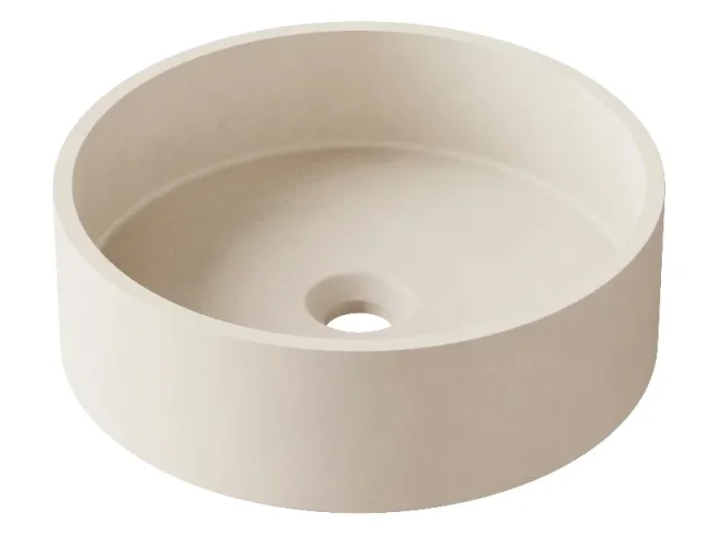 Entero Concrete Vessel Basin - Soft Beige Round 36cm  product image - Image 1