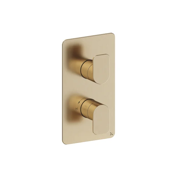 Crosswater Fuse 2 Outlet 2 Handle Valve & Trimset Brushed Brass