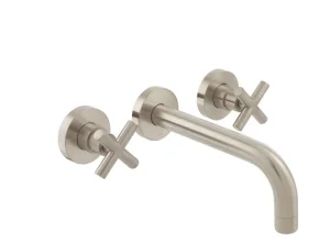 Vado Individual Elements 3 Hole Wall Mounted Basin Mixer With 200mm Spout Brushed Nickel